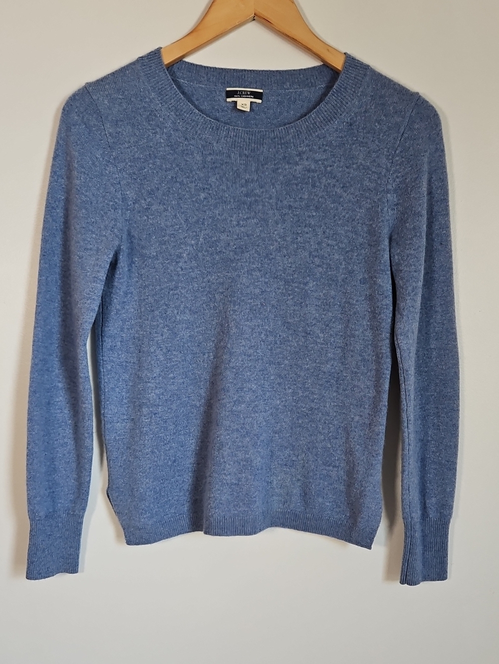 J Crew 100% Cashmere Sweater XS Dusty Blue Quiet Luxury